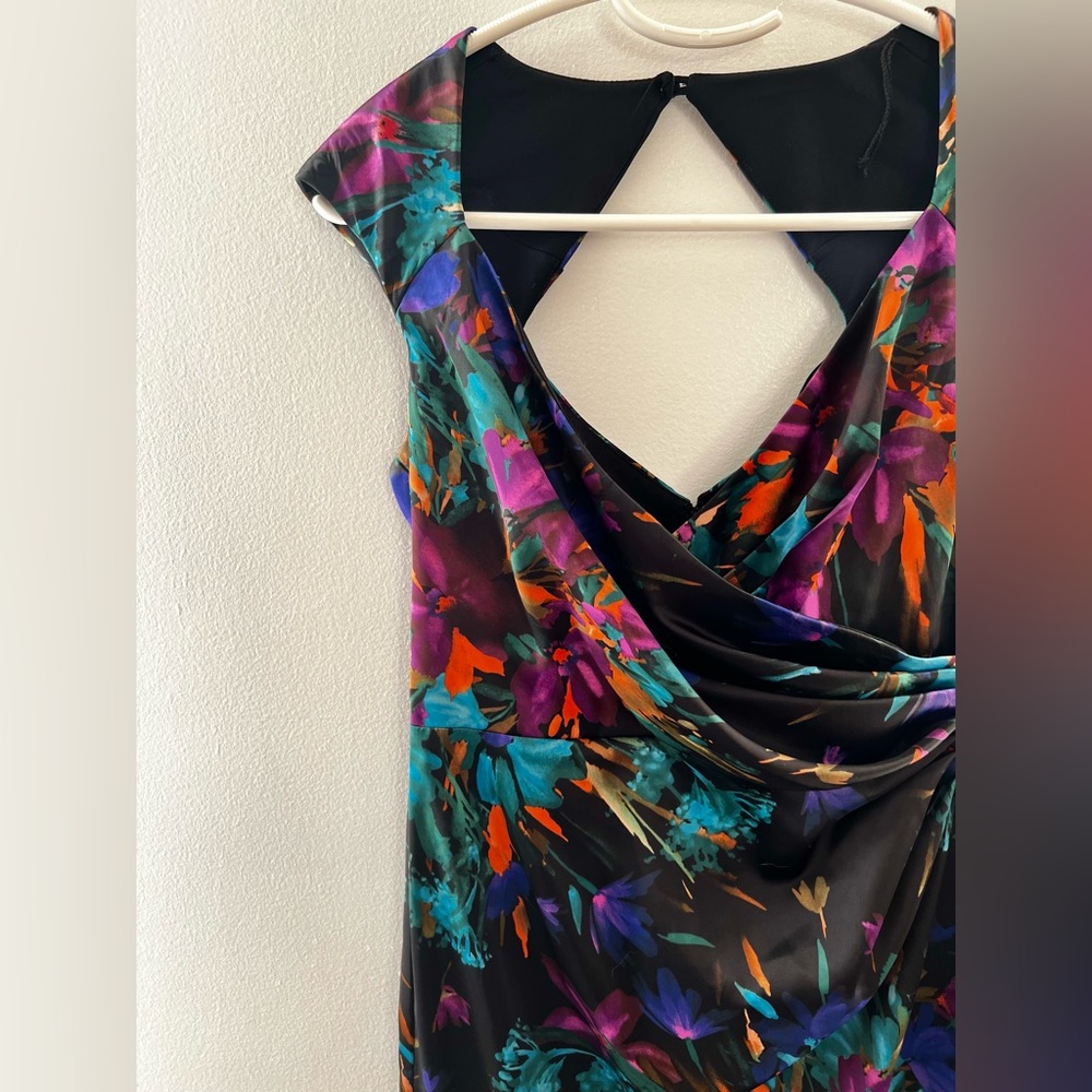 London Style Night Casual Black Dress with Floral Print - Picture 10 of 17